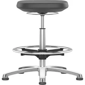 Arbeitshocker LABSIT, Bodengleiter und Fußring, schwarz, Höhe 520 - 770 mm bimos