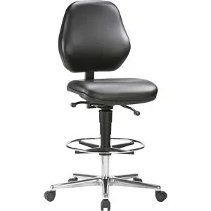 Hochstuhl, fahrbar, mit Gasfeder-Höhenverstellung von 660 - 920 mm, Kunstleder, schwarz bimos