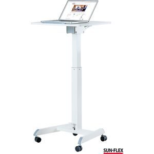 kaiserkraft Höhenverstellbarer Tisch Sun-flex Easydesk Pro, Monosäulen-Beistelltisch, weiß