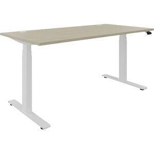 kaiserkraft Schreibtisch BOTTOM-UP, elektrisch höhenverstellbar, gerade, BxT 1600 x 800 mm, Ahorn/weiß