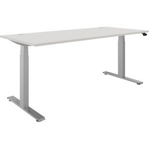 kaiserkraft Schreibtisch BOTTOM-UP, elektrisch höhenverstellbar, gerade, BxT 1800 x 800 mm, weiß/silber