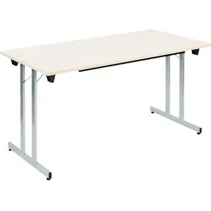 kaiserkraft Klapptisch F25, BxT 1400 x 700 mm, Platte Ahorn-Dekor, Gestell alusilber