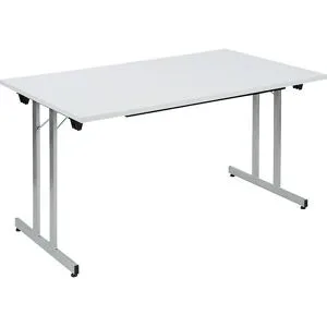 kaiserkraft Klapptisch F25, BxT 1400 x 800 mm, Platte lichtgrau, Gestell alusilber