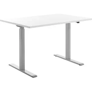 Schreibtisch, elektrisch höhenverstellbar, gerade, BxT 1200 x 800 mm, weiß/grau Topstar