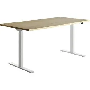 Schreibtisch, elektrisch höhenverstellbar, gerade, BxT 1600 x 800 mm, Ahorn/weiß Topstar