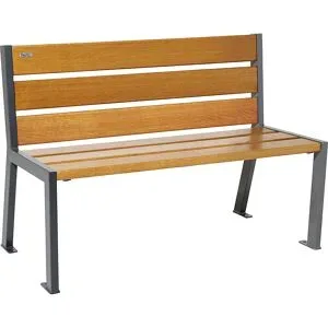 Sitzbank SILAOS® aus Holz, mit Rückenlehne, Länge 1200 mm, Eiche-Dekor hell PROCITY