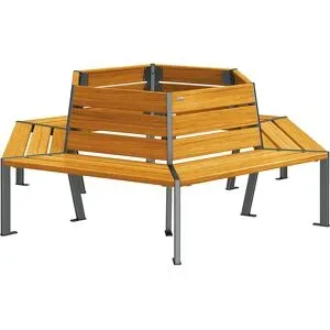 Baumsitzbank SILAOS®, Höhe 821 mm, Länge 1929 mm, anthrazitgrau, Eiche-Dekor hell PROCITY