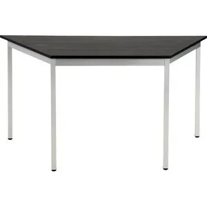 Mehrzwecktisch, trapezförmig, HxBxT 740 x 1400 x 700 mm, Platte Esche-Dekor dunkelgrau, Gestell weißaluminium eurokraft basic