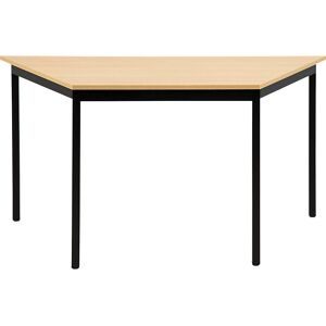 Mehrzwecktisch, trapezförmig, HxBxT 740 x 1400 x 700 mm, Platte Buche-Dekor, Gestell schwarz eurokraft basic