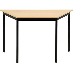 Mehrzwecktisch, trapezförmig, HxBxT 740 x 1200 x 600 mm, Platte Buche-Dekor, Gestell schwarz eurokraft basic
