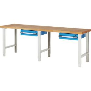 Werkbank, Baukastensystem Serie 7000, 2 Hängeschubladen, BxT 2500 x 700 mm eurokraft pro