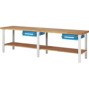 Werkbank, Baukastensystem Serie 7000, 2 Schubladen 150 mm, BxT 3000 x 700 mm eurokraft pro