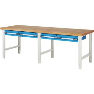 Werkbank, Baukastensystem Serie 7000, 4 Hängeschubladen, BxT 2500 x 900 mm eurokraft pro