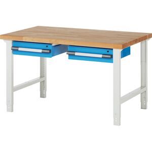 Werkbank, Baukastensystem Serie 7000, 2 Hängeschubladen, BxT 1500 x 900 mm eurokraft pro