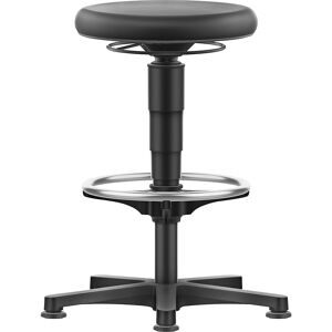 Hocker Allround, mit Gleitern, Fußring, PU-Schaum, Farbring grau bimos