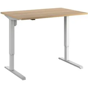 Schreibtisch Venla, elektrisch höhenverstellbar, gerade, BxT 1200 x 800 mm, Buche/weiß eurokraft basic