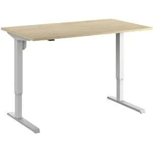 Schreibtisch Venla, elektrisch höhenverstellbar, gerade, BxT 1400 x 800 mm, Eiche/weiß eurokraft basic