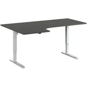 Schreibtisch Venla, elektrisch höhenverstellbar, Ecke, BxT 1800 x 1200 mm, dunkelgrau/weiß, links eurokraft basic