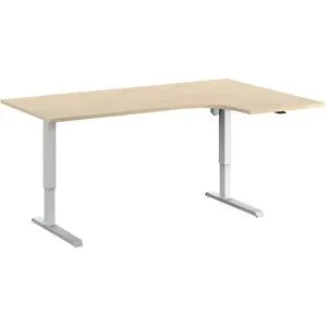 Schreibtisch Venla, elektrisch höhenverstellbar, Ecke, BxT 1800 x 1200 mm, Birke/weiß, rechts eurokraft basic