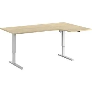 Schreibtisch Venla, elektrisch höhenverstellbar, Ecke, BxT 1800 x 1200 mm, Eiche/weiß, rechts eurokraft basic