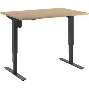 kaiserkraft Schreibtisch Atlanta, elektrisch höhenverstellbar, gerade, BxT 1200 x 800 mm, Buche/schwarz