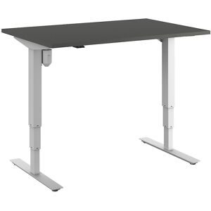kaiserkraft Schreibtisch Atlanta, elektrisch höhenverstellbar, gerade, BxT 1200 x 800 mm, dunkelgrau/weiß