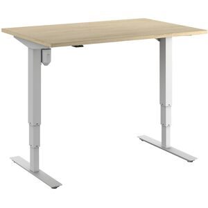 kaiserkraft Schreibtisch Atlanta, elektrisch höhenverstellbar, gerade, BxT 1200 x 800 mm, Eiche/weiß