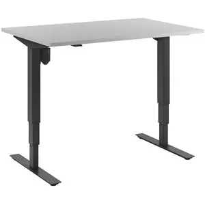 kaiserkraft Schreibtisch Atlanta, elektrisch höhenverstellbar, gerade, BxT 1200 x 800 mm, lichtgrau/schwarz