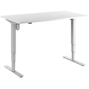 kaiserkraft Schreibtisch Atlanta, elektrisch höhenverstellbar, gerade, BxT 1400 x 800 mm, weiß/weiß