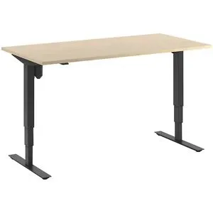 kaiserkraft Schreibtisch Atlanta, elektrisch höhenverstellbar, gerade, BxT 1600 x 800 mm, Birke/schwarz
