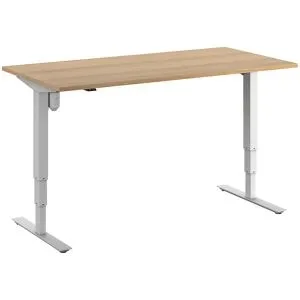 kaiserkraft Schreibtisch Atlanta, elektrisch höhenverstellbar, gerade, BxT 1600 x 800 mm, Buche/weiß