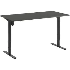 kaiserkraft Schreibtisch Atlanta, elektrisch höhenverstellbar, gerade, BxT 1600 x 800 mm, dunkelgrau/schwarz