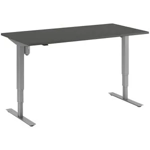 kaiserkraft Schreibtisch Atlanta, elektrisch höhenverstellbar, gerade, BxT 1600 x 800 mm, dunkelgrau/silber
