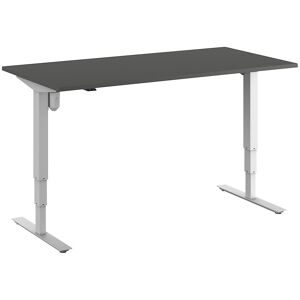 kaiserkraft Schreibtisch Atlanta, elektrisch höhenverstellbar, gerade, BxT 1600 x 800 mm, dunkelgrau/weiß