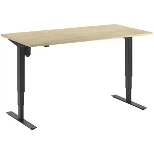kaiserkraft Schreibtisch Atlanta, elektrisch höhenverstellbar, gerade, BxT 1600 x 800 mm, Eiche/schwarz