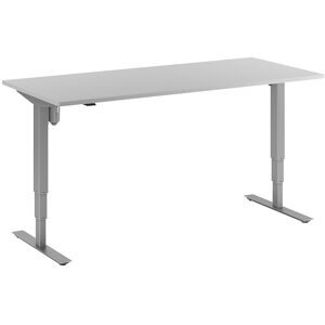 kaiserkraft Schreibtisch Atlanta, elektrisch höhenverstellbar, gerade, BxT 1800 x 800 mm, lichtgrau/silber