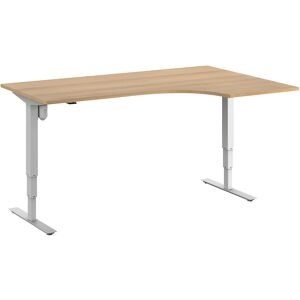 kaiserkraft Schreibtisch Atlanta, elektrisch höhenverstellbar, Ecke, BxT 1800 x 1200 mm, Buche/weiß, rechts