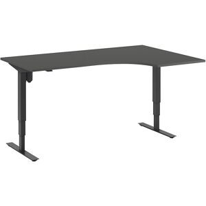 kaiserkraft Schreibtisch Atlanta, elektrisch höhenverstellbar, Ecke, BxT 1800 x 1200 mm, dunkelgrau/schwarz, rechts