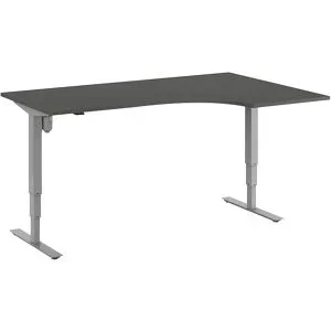 kaiserkraft Schreibtisch Atlanta, elektrisch höhenverstellbar, Ecke, BxT 1800 x 1200 mm, dunkelgrau/silber, rechts