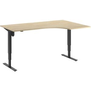 kaiserkraft Schreibtisch Atlanta, elektrisch höhenverstellbar, Ecke, BxT 1800 x 1200 mm, Eiche/schwarz, rechts