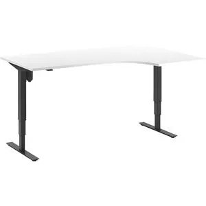 kaiserkraft Schreibtisch Atlanta, elektrisch höhenverstellbar, Ecke, BxT 1800 x 1200 mm, weiß/schwarz, rechts