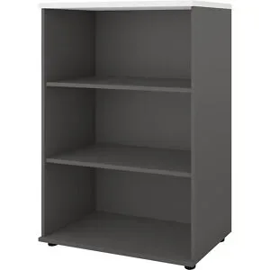 kaiserkraft Büroregal Portland, HxBxT 1138 x 800 x 420 mm, dunkelgrau / weiß gebürstet