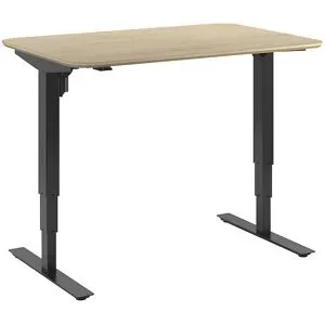 kaiserkraft Schreibtisch Atlanta Trend, elektrisch höhenverstellbar, gerade, abgerundete Ecken, BxT 1200 x 800 mm, Eiche/schwarz