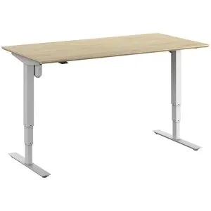 kaiserkraft Schreibtisch Atlanta Trend, elektrisch höhenverstellbar, gerade, BxT 1600 x 800 mm, Eiche/weiß