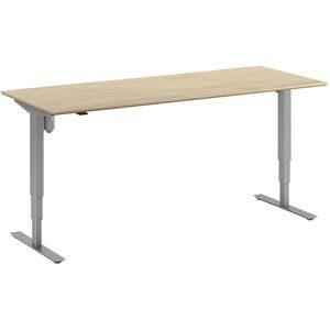 kaiserkraft Schreibtisch Atlanta Trend, elektrisch höhenverstellbar, gerade, BxT 2000 x 800 mm, Eiche/silber