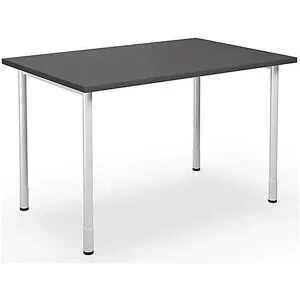kaiserkraft Mehrzwecktisch DUO-C, gerade Platte, HxT 700 - 800 x 800 mm, Breite 1200 mm, dunkelgrau, weiß