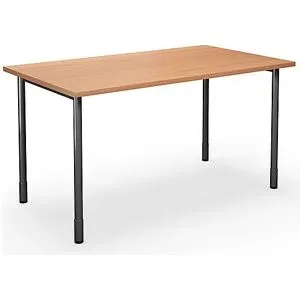 kaiserkraft Mehrzwecktisch DUO-C, gerade Platte, HxT 700 - 800 x 800 mm, Breite 1400 mm, Buche, schwarz