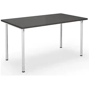 kaiserkraft Mehrzwecktisch DUO-C, gerade Platte, HxT 700 - 800 x 800 mm, Breite 1400 mm, dunkelgrau, weiß
