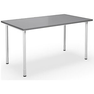 kaiserkraft Mehrzwecktisch DUO-C, gerade Platte, HxT 700 - 800 x 800 mm, Breite 1400 mm, lichtgrau, weiß