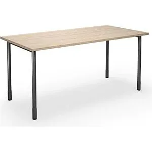 kaiserkraft Mehrzwecktisch DUO-C, gerade Platte, HxT 700 - 800 x 800 mm, Breite 1600 mm, Eiche, schwarz